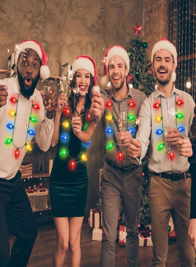 Blowata Christmas Necklace, 1Pcs Light up Christmas Accessories with 9 Bulbs, Colorful 3 Glow Modes Light Xmas Necklaces, Ugly Sweater Costumes Accessories for Xmas Party Favor Festival Supplies - Image 4
